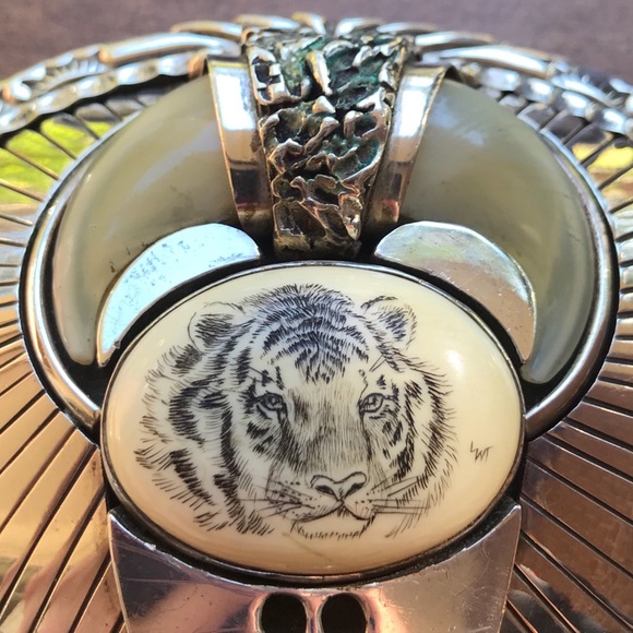 COPY - Sterling Navajo Signed E. Piaso OOAK Tiger Buckle - Picture 4 of 8
